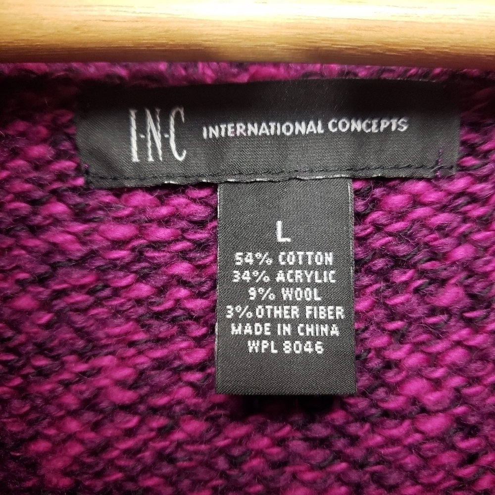 INC International Purple & Black Knit Mini Sweater Dress Cowl Neck - Picture 6 of 8